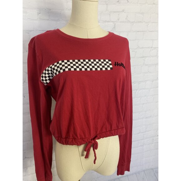 ⭐ 3/$15 Hollister Red Checkered Long Sleeve Crop Top S - Picture 3 of 6